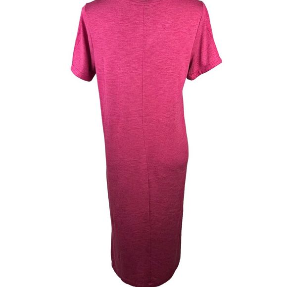 New Jessica Simpson Raspberry Pink T-Shirt Dress Medium MIDI Side Slits - Picture 4 of 8